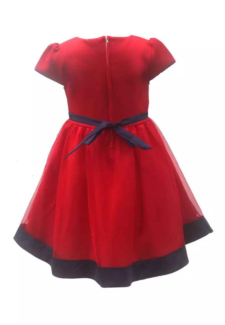 Two Mix Dress Anak Perempuan Fashion Nonik Cantik Usia 1-12 Tahun 4229 Merah