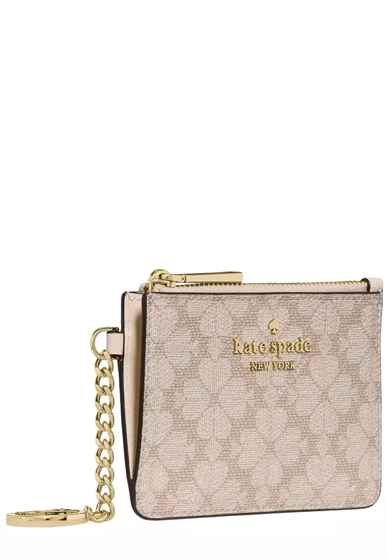 Spade Flower Key Ring Card Holder - Dark Beige Moon Dust KN773