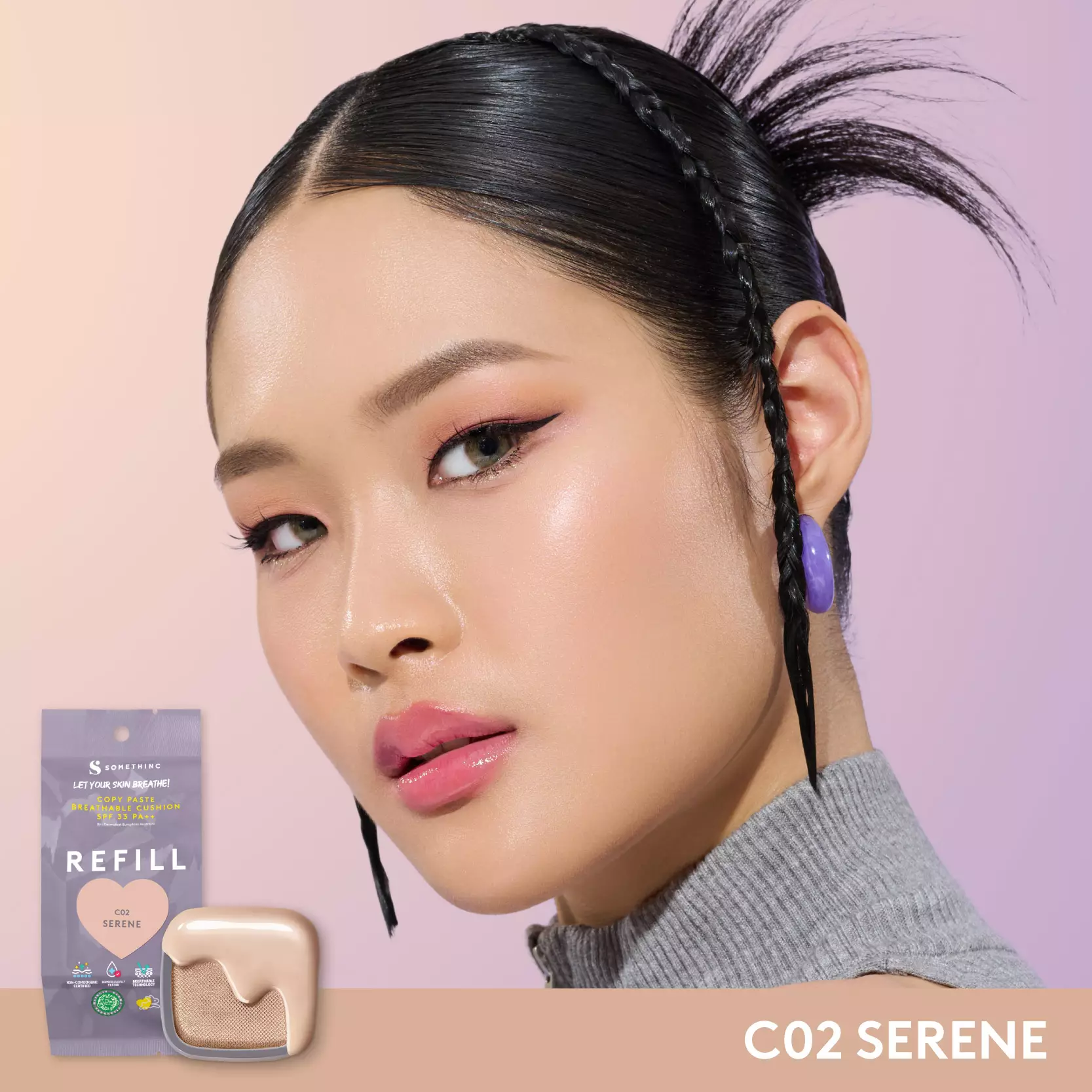 SOMETHINC (REFILL) SOMETHINC COPY PASTE BREATHABLE MESH CUSHION SPF 33 PA++ - Serene