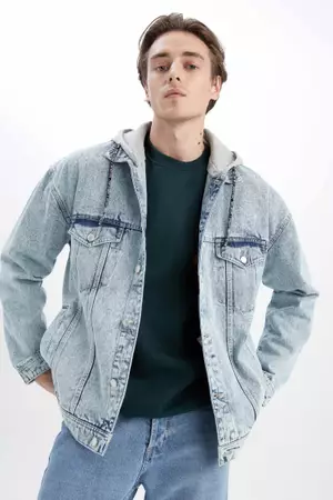 Fur hood denim jacket discount