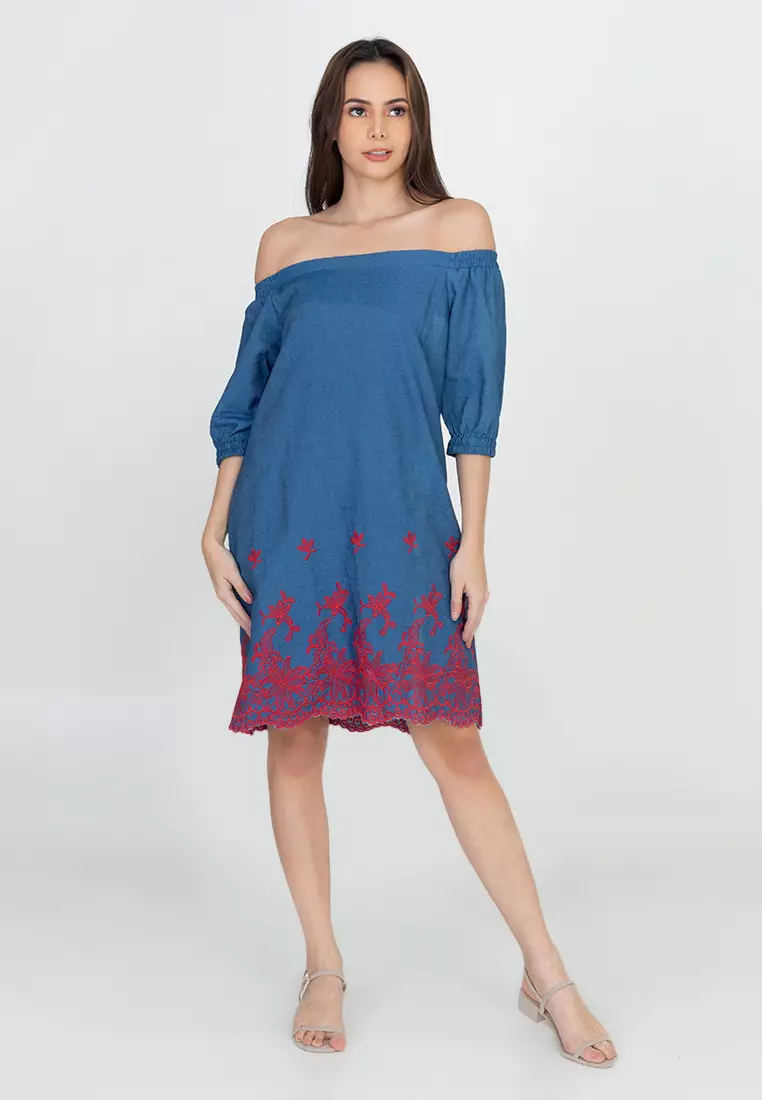 BADOMODA Bhavini Off-shoulder Embro Dress