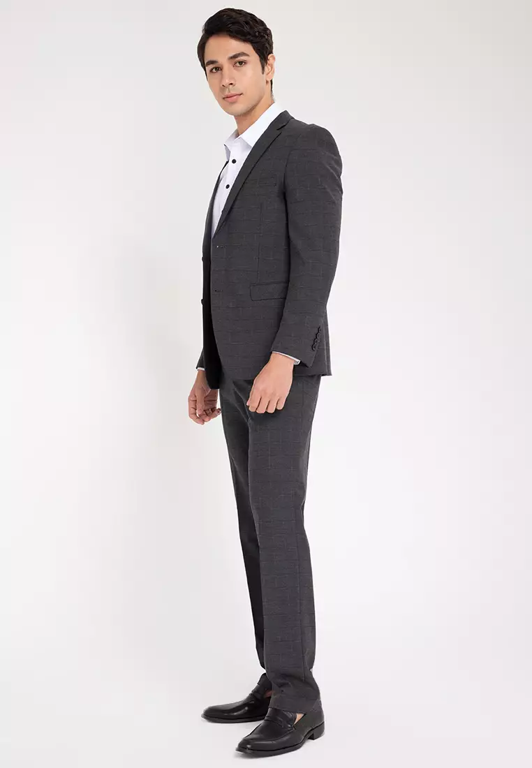 Slim Suit Jacket with Expandable Waist Trousers