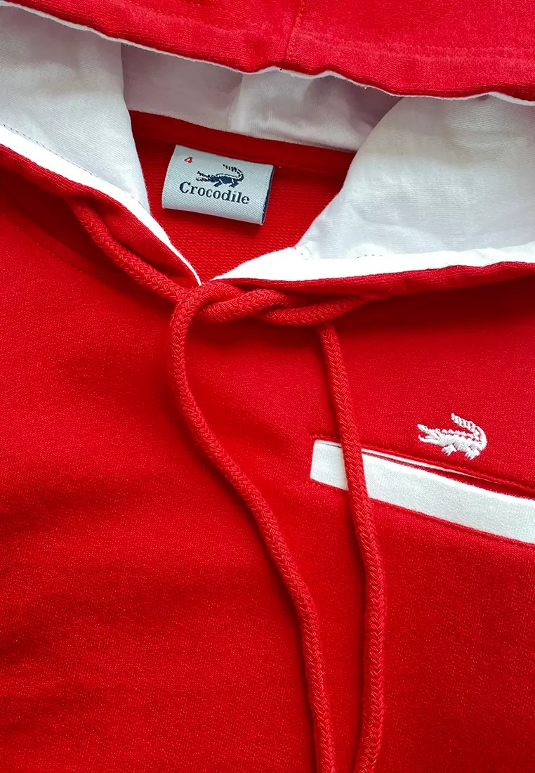 Crocodile HUES 0001 Red - Kaos Hoodie Anak Kids Original - Bahan Katun