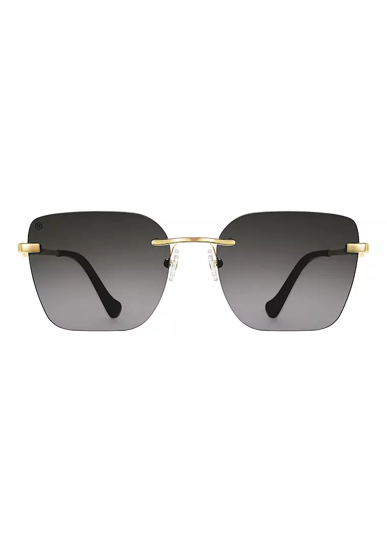 Passang Unisex Fashion Square Frame Sunglasses Frameless Glasses - Black