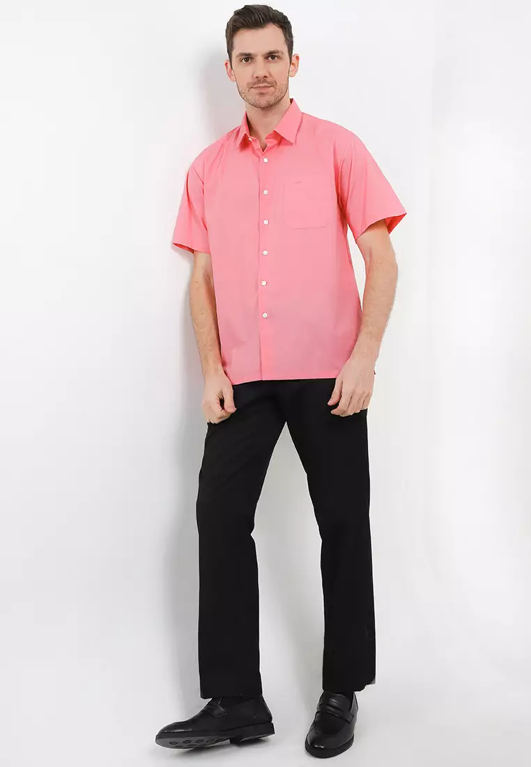 Crocodile LOFE 1995 Pink - Men Shirt Kemeja Lengan Pendek - Relax Fit - Katun