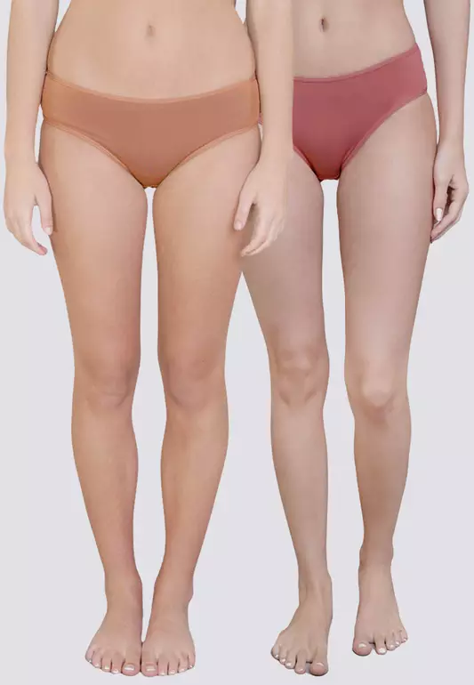 Color Your Life 2-in-1 Pack Mid Waist Bikini Panty Women Underwear