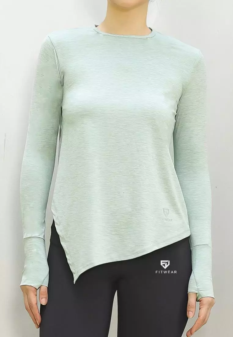Fitwear - Kaos Olahraga Wanita FITWEAR NEW AURORA DRYFIT SIDE TIE OVERSIZE L/S - MINT