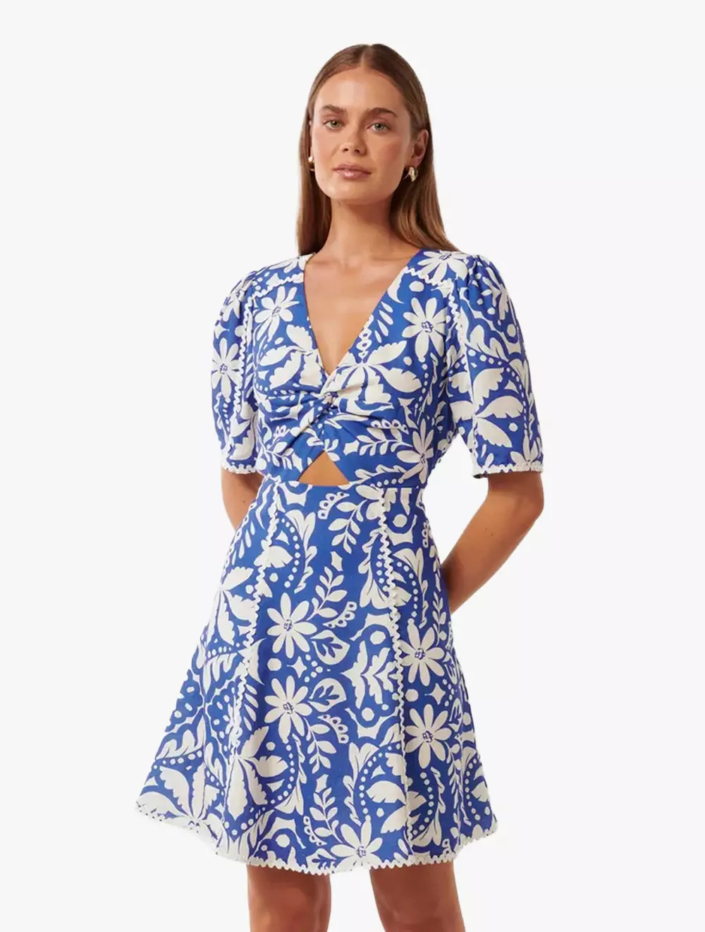 Maria Printed Trim Mini Dress