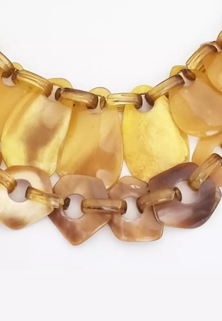 Women's Accessories Bilayer Golden Horn Necklace Kalung Wanita Yellow