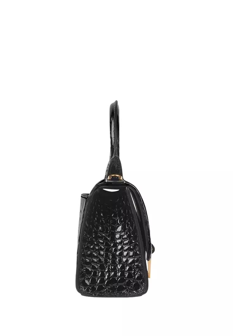 Buy Balenciaga Hourglass Xs Crocodile Embossed Crossbody Bag in - Main Image