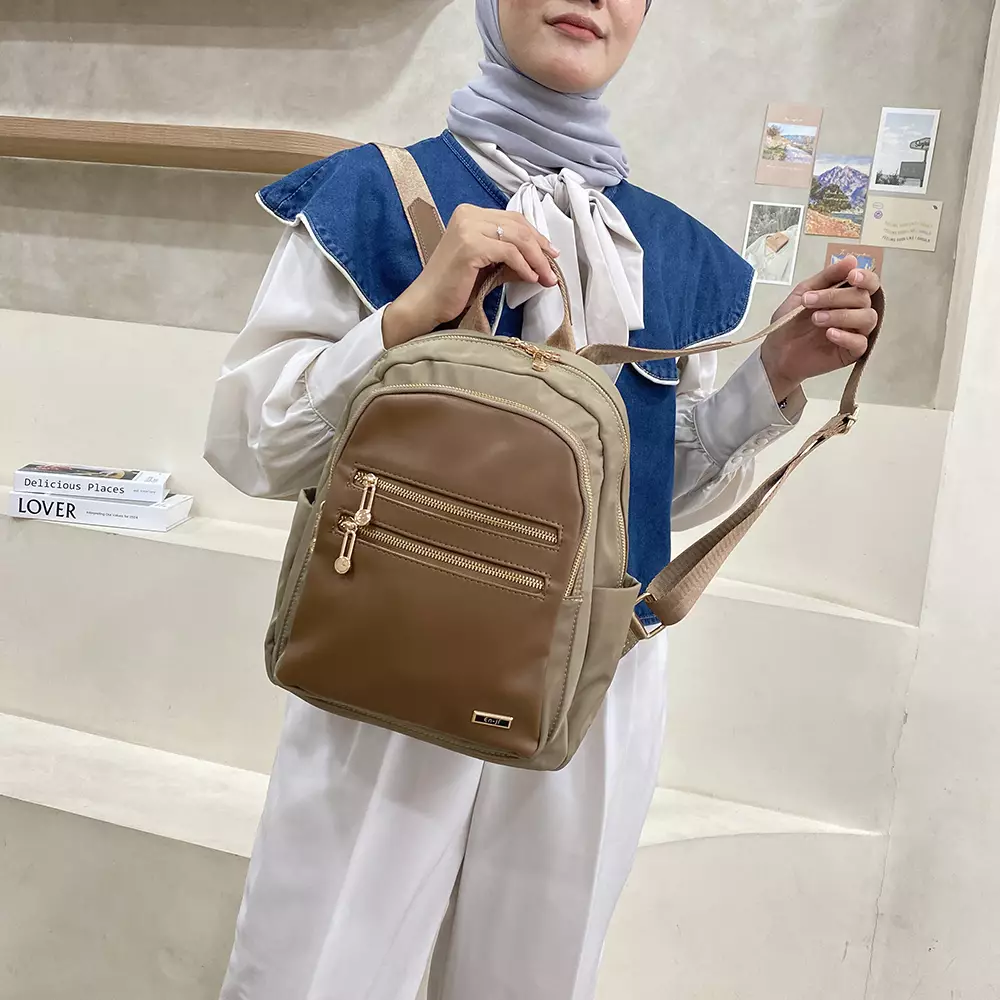En-ji Heoji Backpack Wanita Warna Khaki