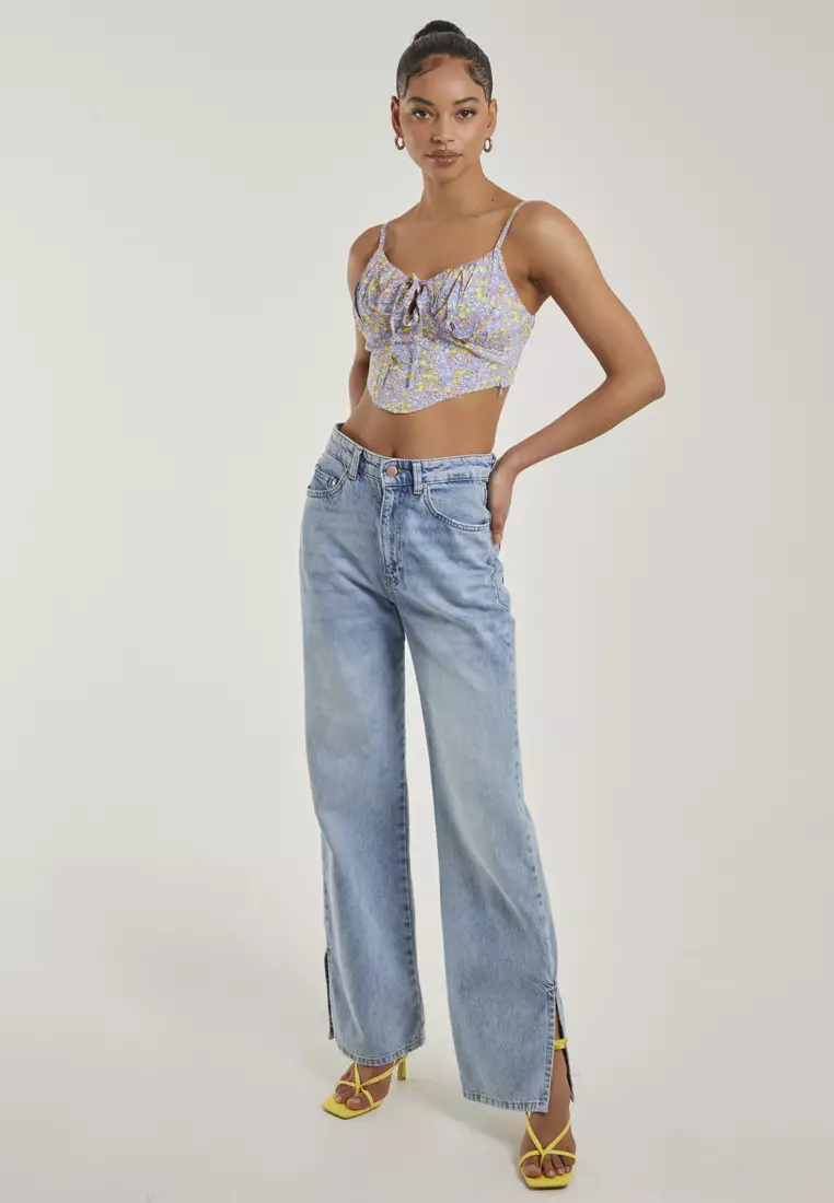 Pink Vanilla Lilac Tie Front Corset Top