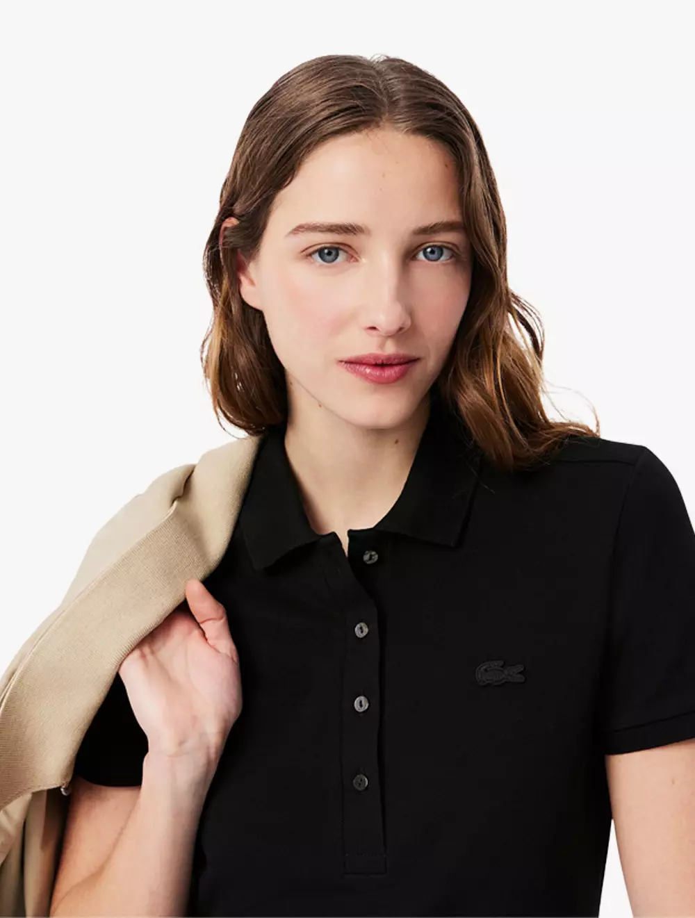 Women's Stretch Cotton Piqué Polo Dress - BLACK