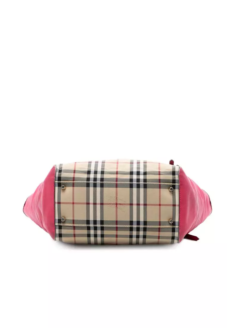 Pre-Loved Burberry Small Haymarket Check Canvas And Leather Canterbury Tote