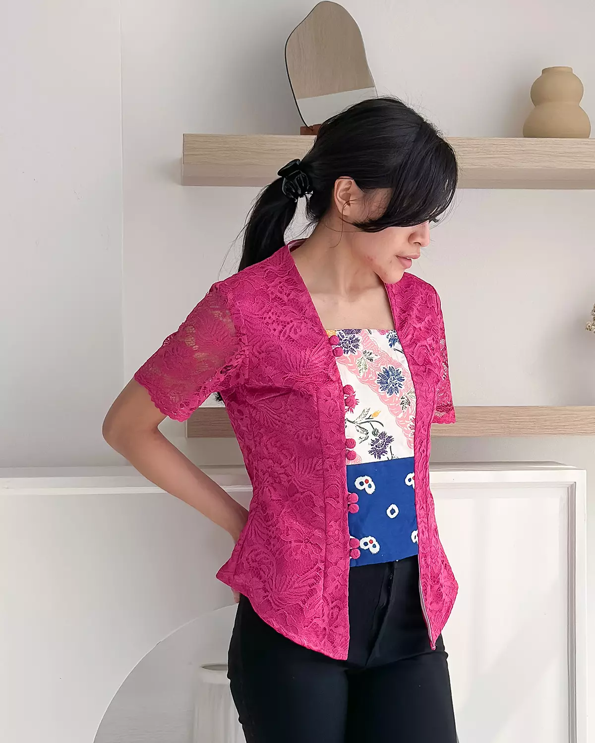 Sinok Jumputan Electric Pink Kebaya