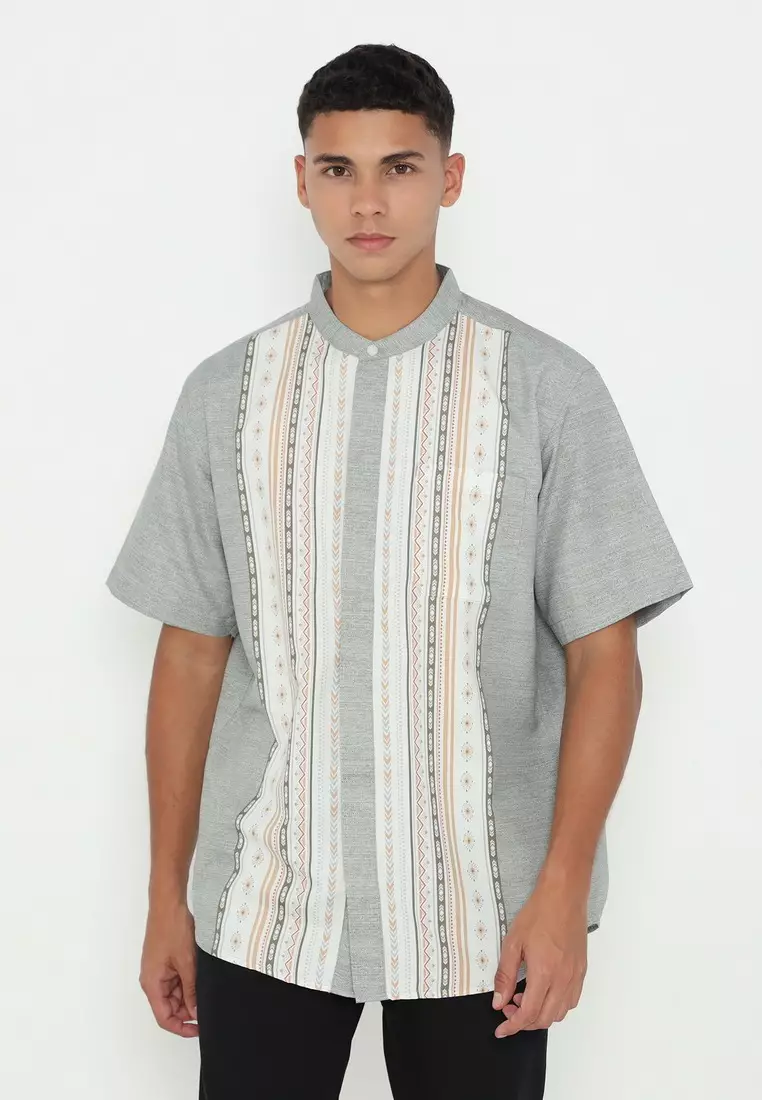 POLICE Kemeja Koko Printing Cotton Soft Regular Fit Pria