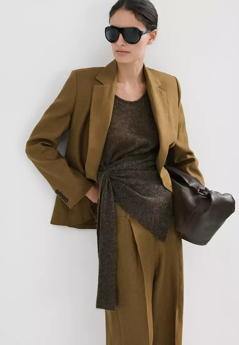 Straight-Fit Linen Suit Trousers