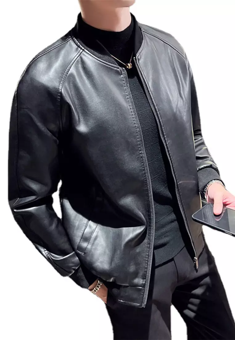 Men's Slim Vintage Faux Leather Jacket MJ6601
