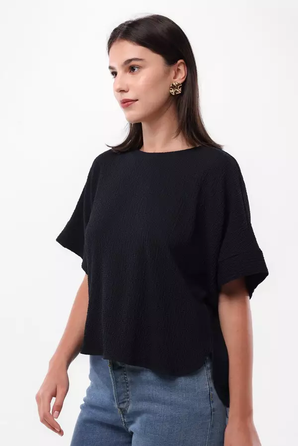 Minimal Bambi Batwing Crop Top - Navy