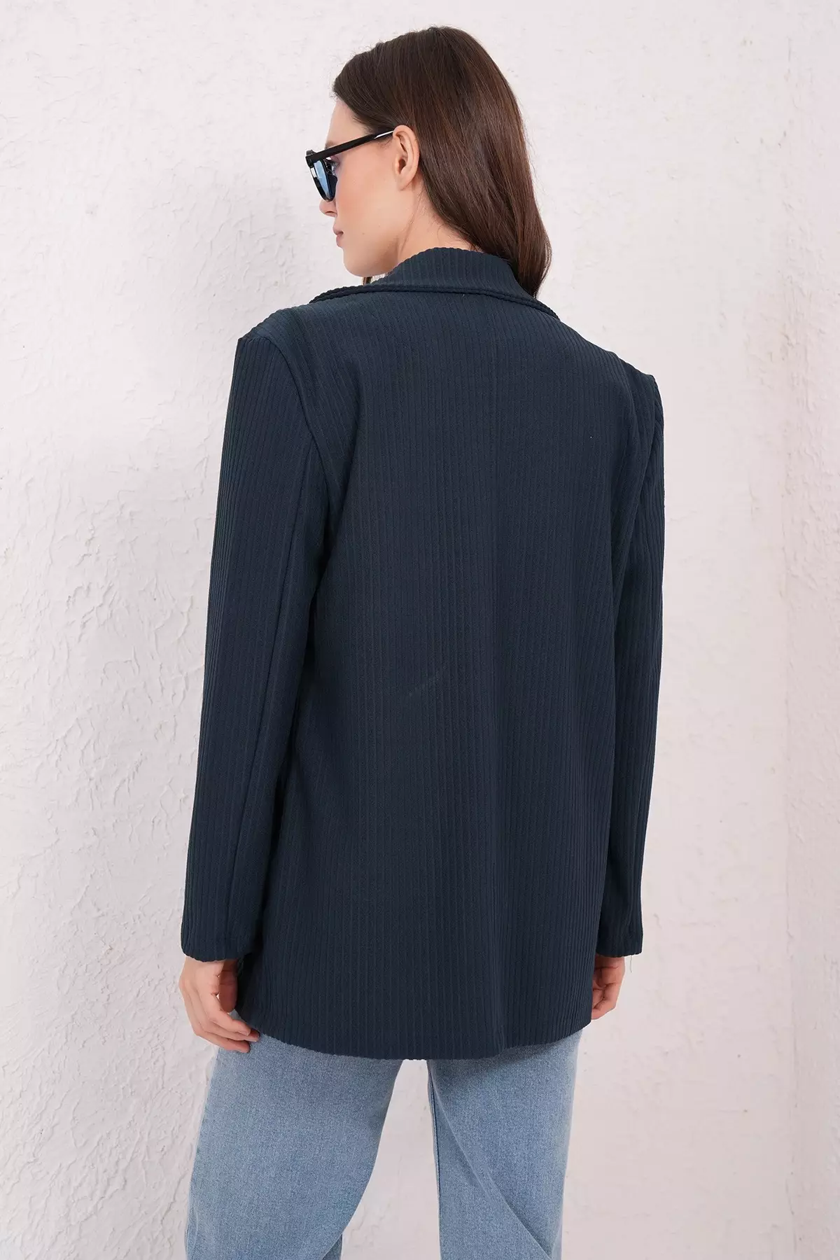 Navy Blue Oversize Blazer Jacket Alc-X14776