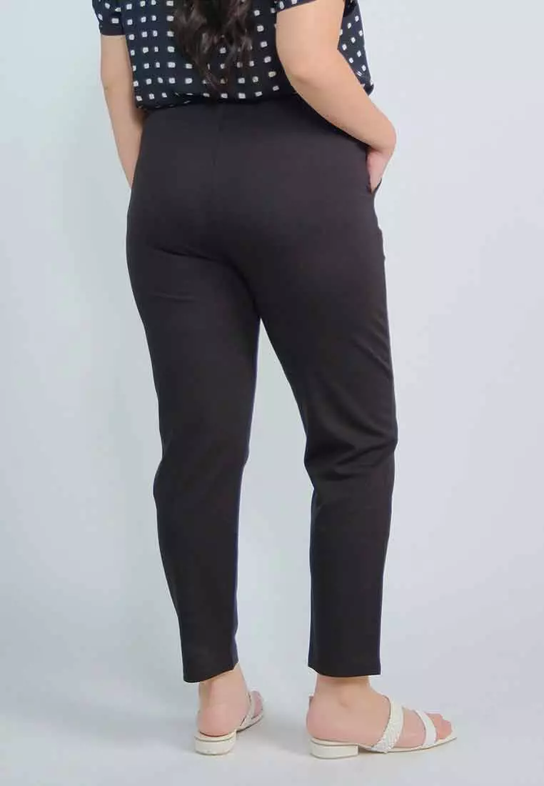 Milly Plus Size Wrenn Spandex Pants with Asymmetrical Tab Detail