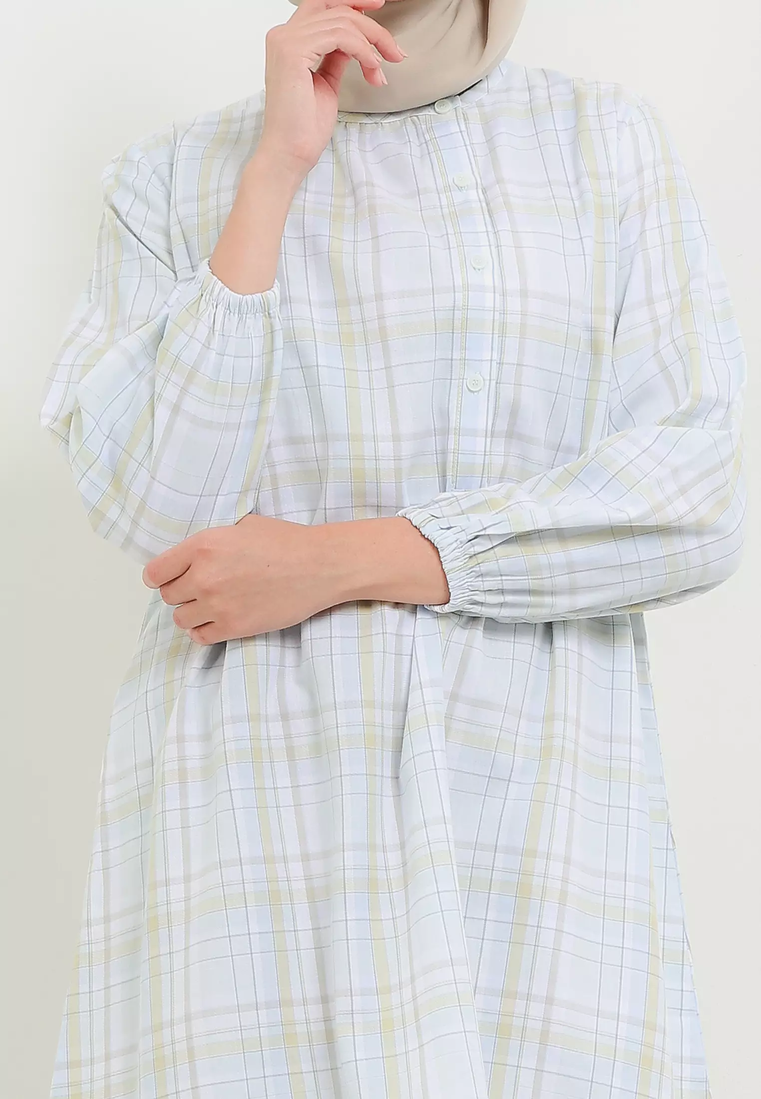 MFMW Azoe Tunik Light Blue Motif Kotak