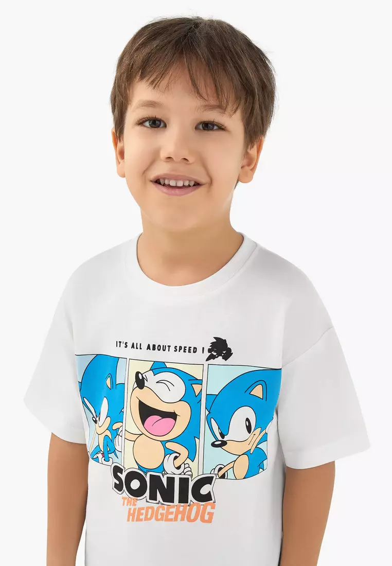 Babyshop Crew Neck Short Sleeves T-Shirt With Sonic The Hedgehog Print