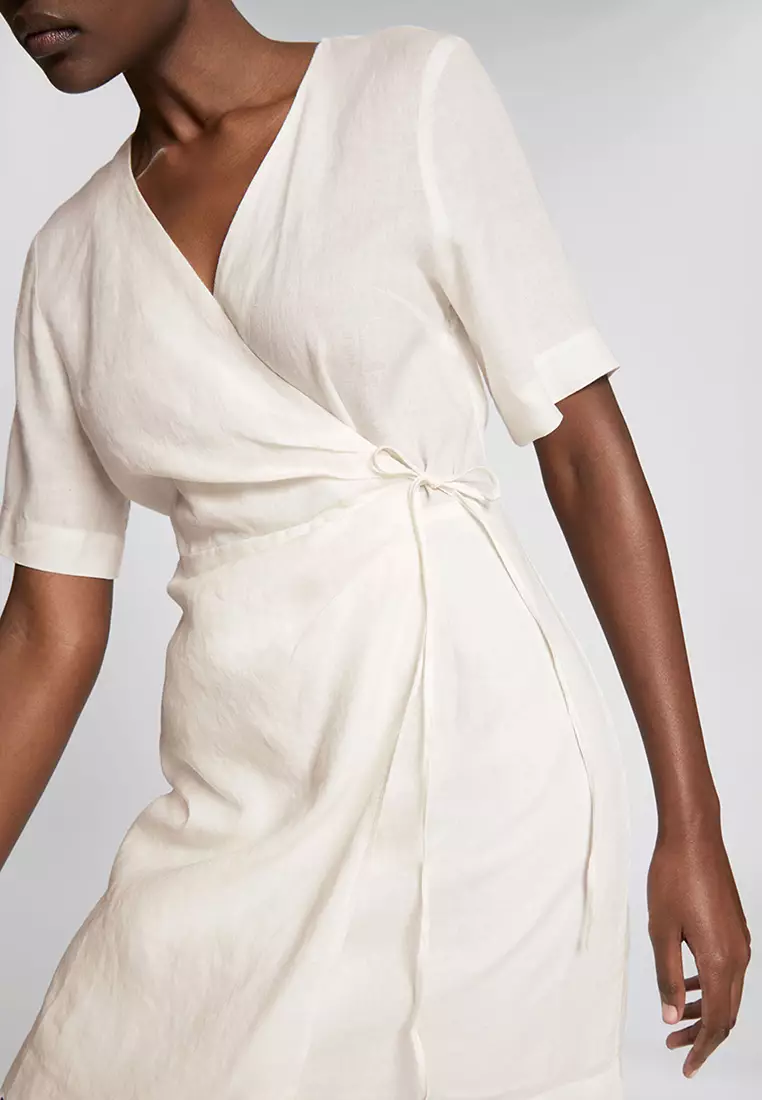 White linen hotsell wrap dress