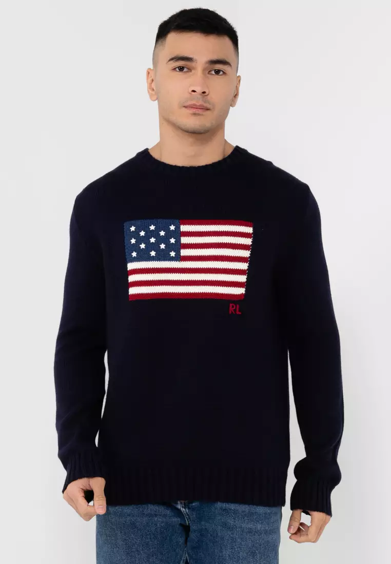 Flag Cotton Crewneck Sweater Polo Ralph Lauren Flag Cotton