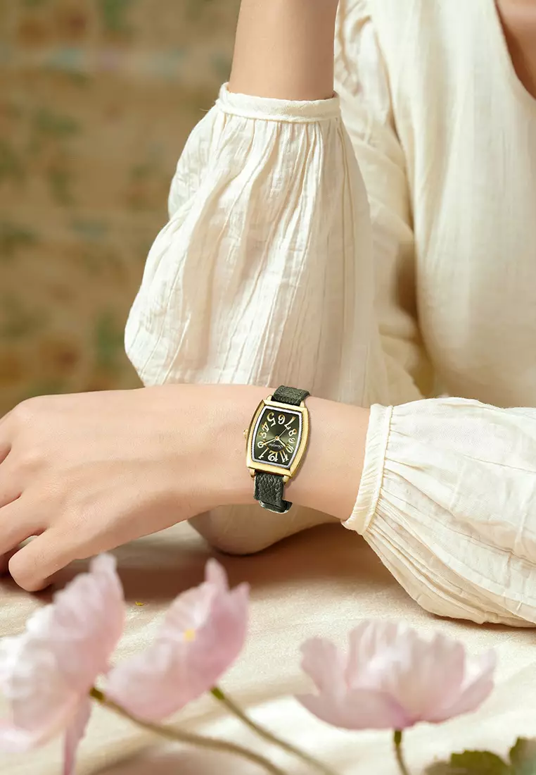 Jam Tangan Wanita Simple Original Korea Tali Kulit Anti Air Jam Tangan Cewek Green