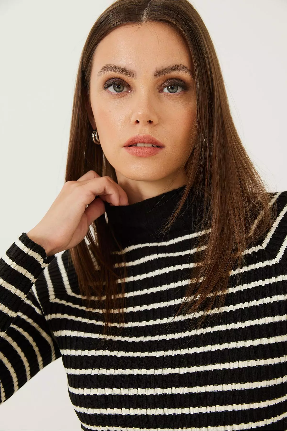Women's Striped Turtleneck Sweater