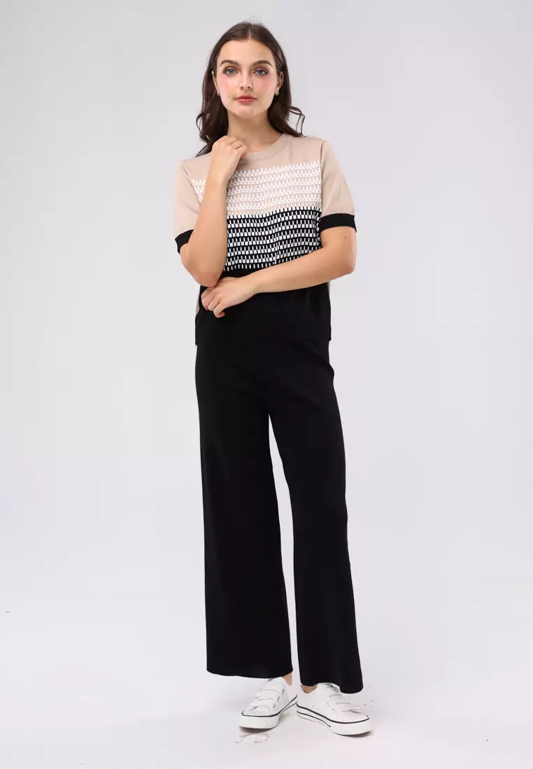 Ladies Knitted 2 In 1 Blouse & Pants
