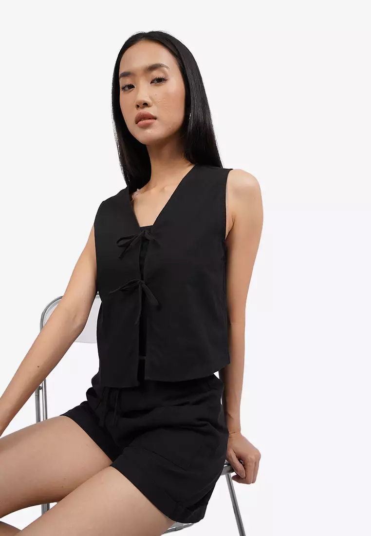 Crop Vest with Front Tied Opening