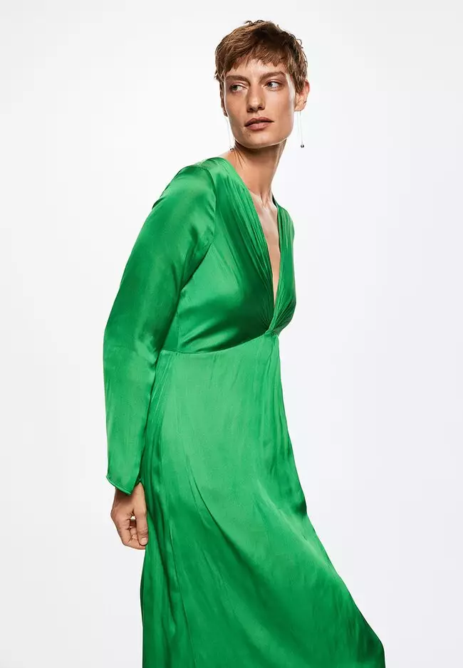 Side-Slit Satin Dress