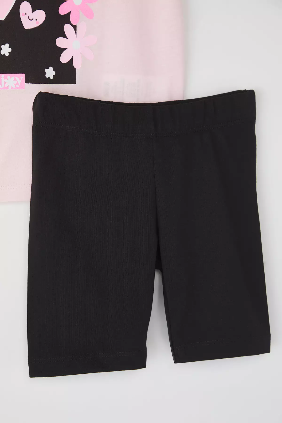 Pink Female Child 100% Cotton Slogan Printed Short-Sleeve Mini Knitted Bottom-Top Suit Tkdss25Au00145