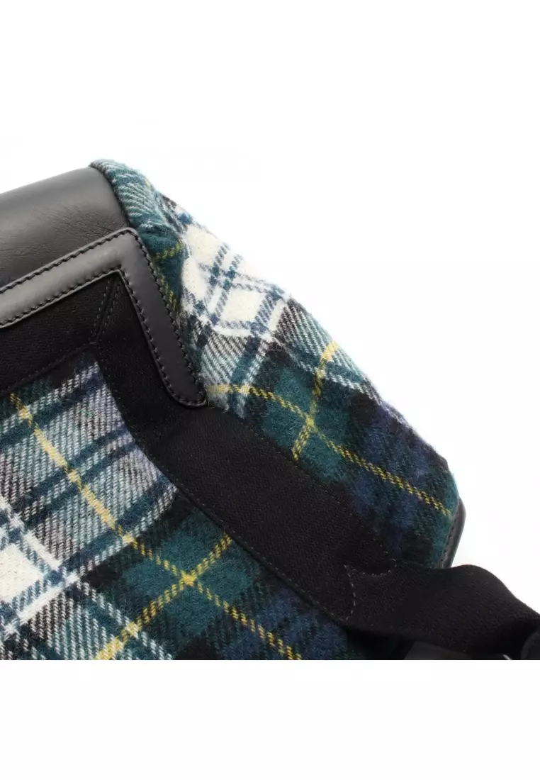 Pre-Loved BALENCIAGA NAVY CABAS S navy hippopotamus Handbag tote bag wool leather green black multicolor