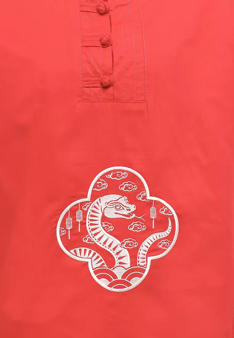 Pito Dito Boy Longwei Kemeja Pendek Ciang-i anak Merah - Size 14