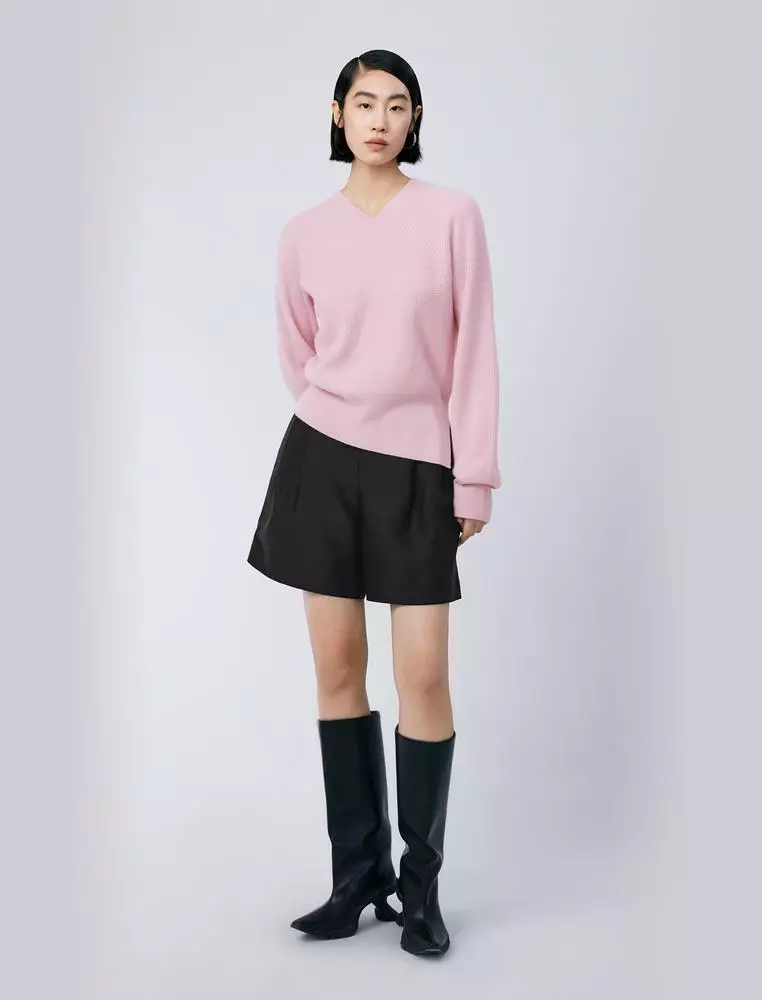 V-Neck Long Sleeve Pullover Cashmere Sweater