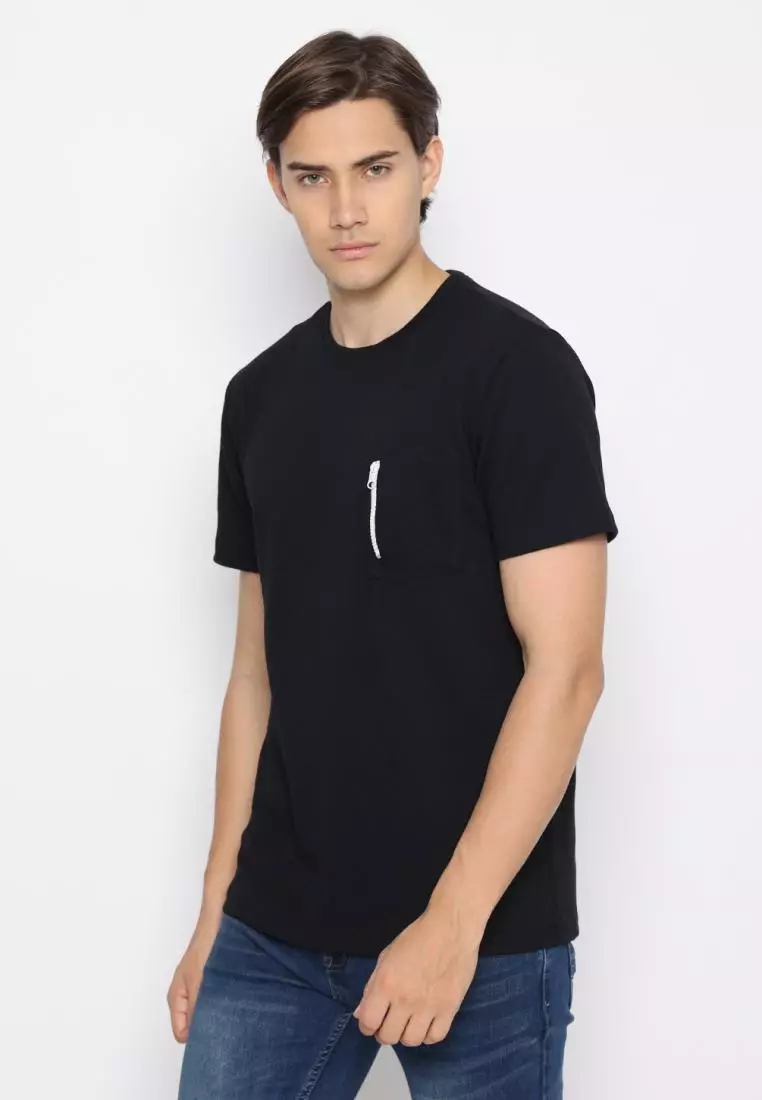 MATSUDA Kaos Polos 24S Texture Honeycomb T Shirt Saku Zipper Koka