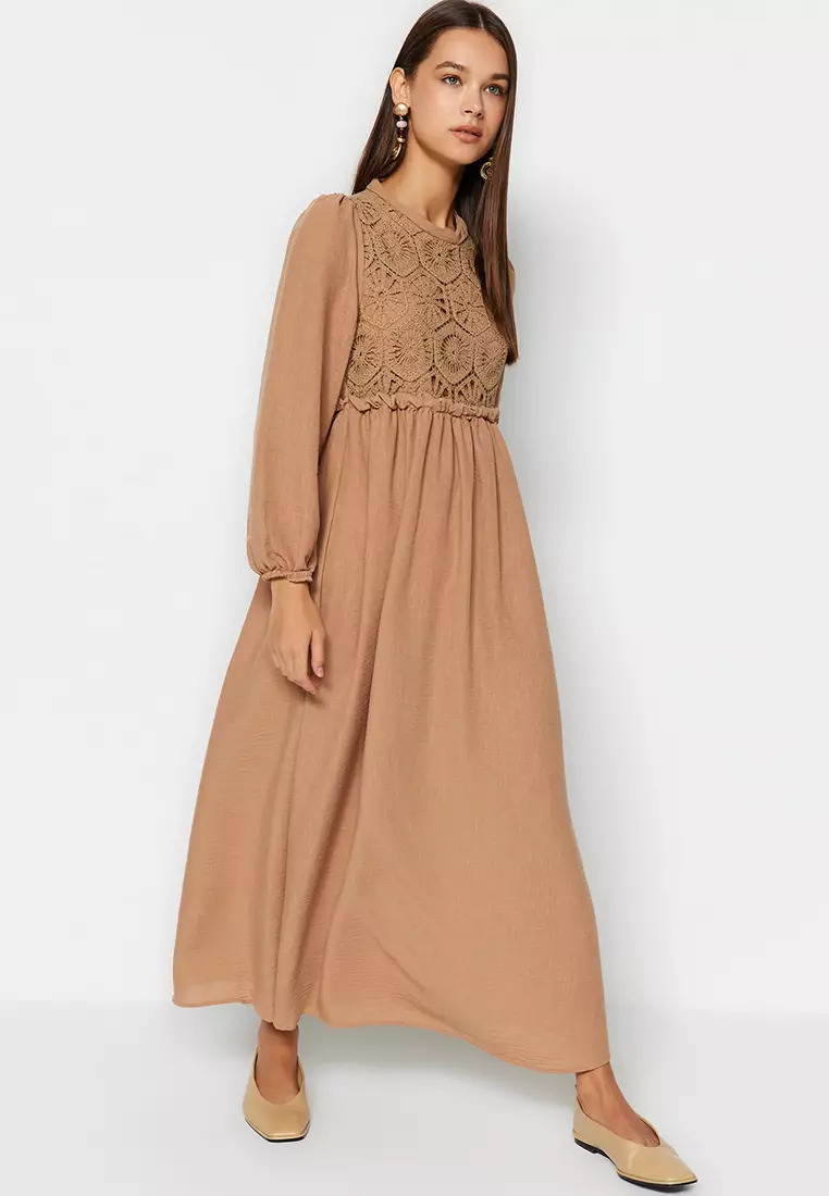 Crochet Detail Woven Dress