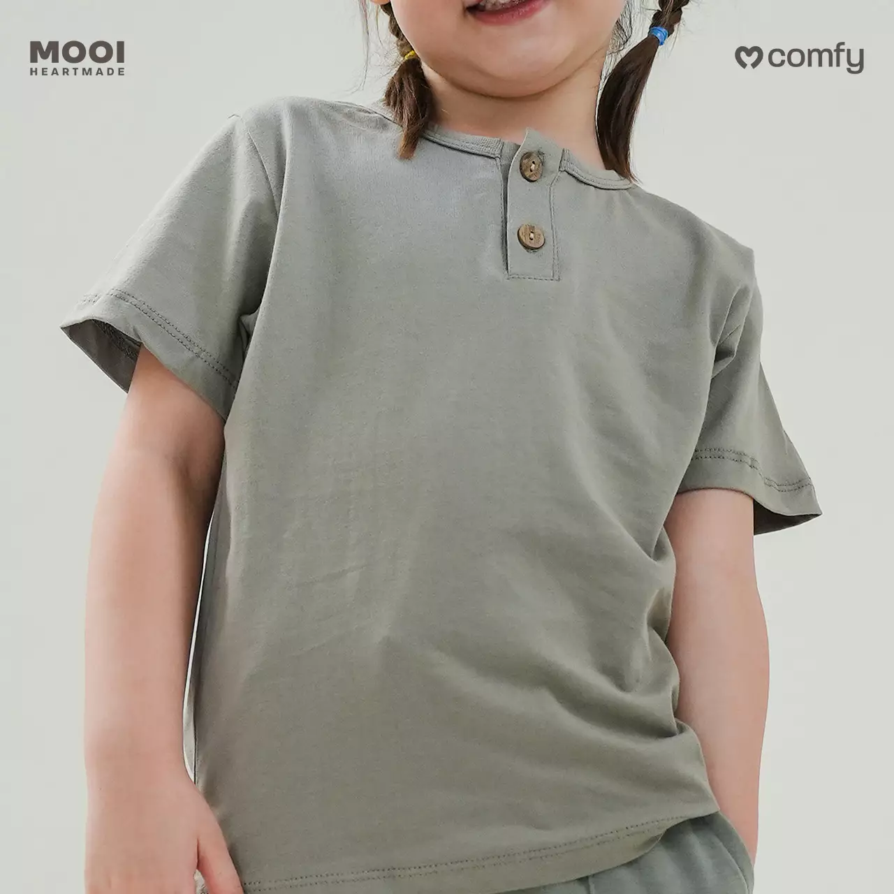 Mooi Kaos Anak Laki-Laki Comfy Button Tshirt - White