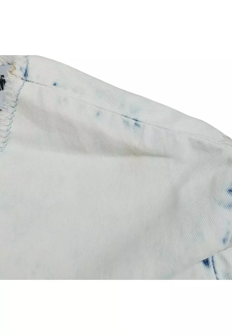 二手 MSGM 剪裁縫製女式 T 卹，白色/藍色 - O2-MDM130L-174285-89-42