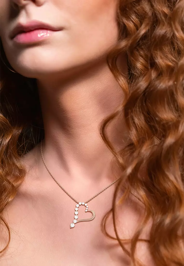 Heartstream Lab Grown Diamond Pendant Necklace in 14K Rose Gold D/E-VVS/VS (0.50ct TDW)