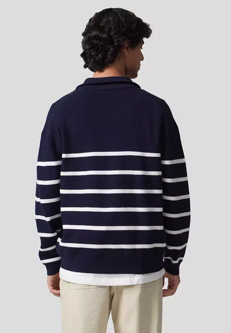 USA Collection Regular Fit Quarter Zip Pullover In Stripes