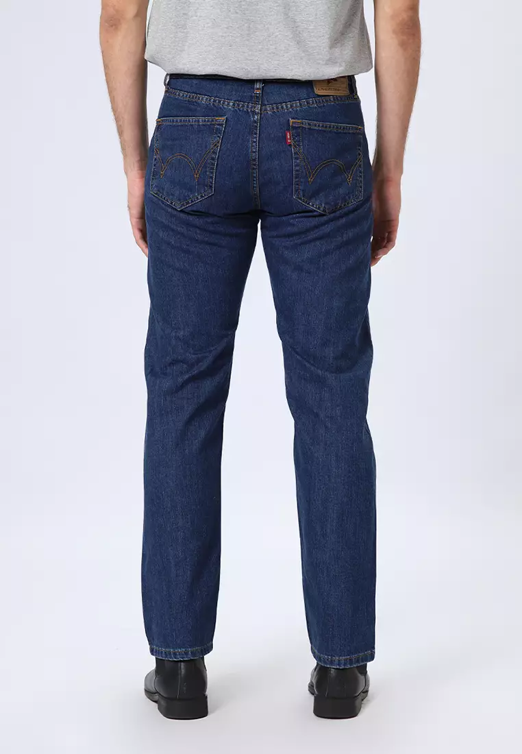 801 Reguler Fit Slub Jeans Blue Indigo - Celana Panjang Denim Pria