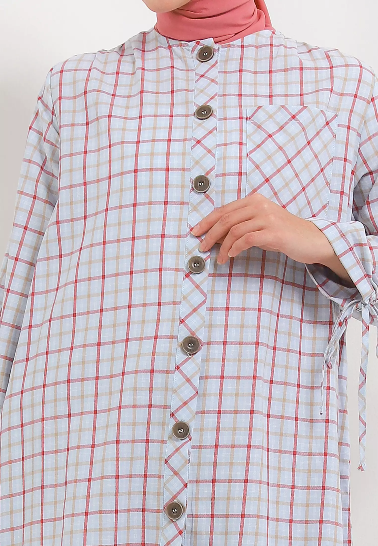 MFMW Alourra Tunik Light blue Motif Kotak