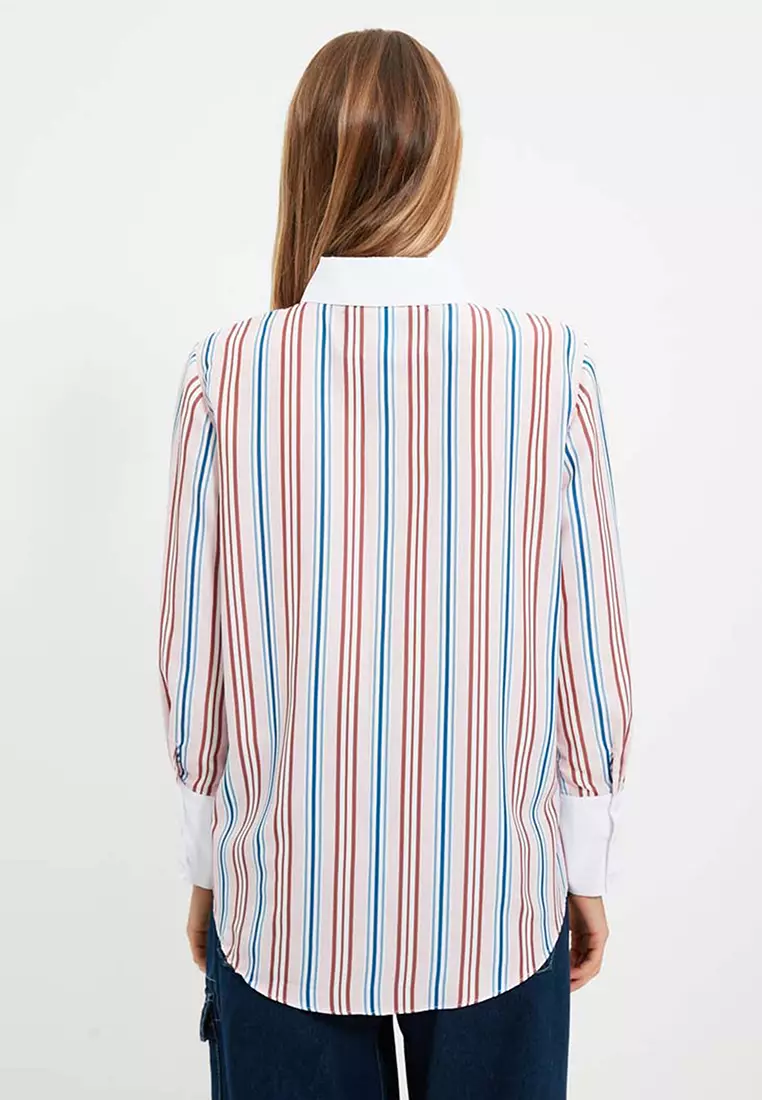 Shirt with Stripes and Embroidery