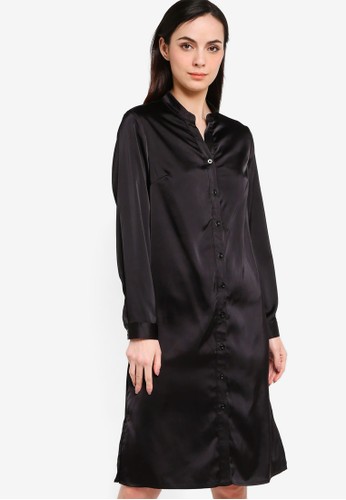 black shirt dress long sleeve