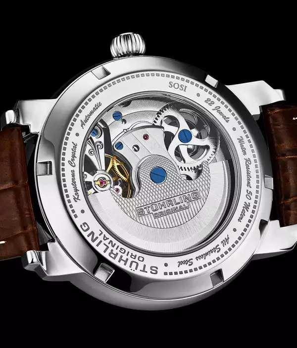 Jam Tangan Pria Automatic Analog Stuhrling Celestial 1017-02 Dual Time Skeleton