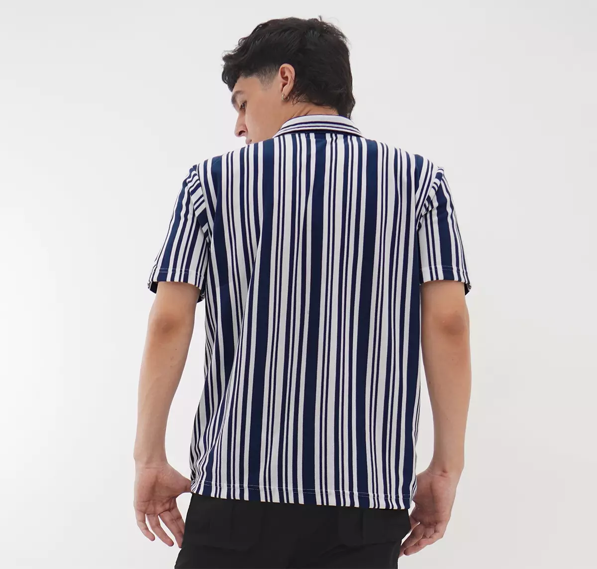 Matsuda Kemeja Pria Stripe Lengan pendek Tahara Blue Teal - White